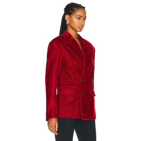 R13 Peak Lapel Ragged Blazer Red Velvet Size Medium NWT $1,295 - Picture 2 of 8